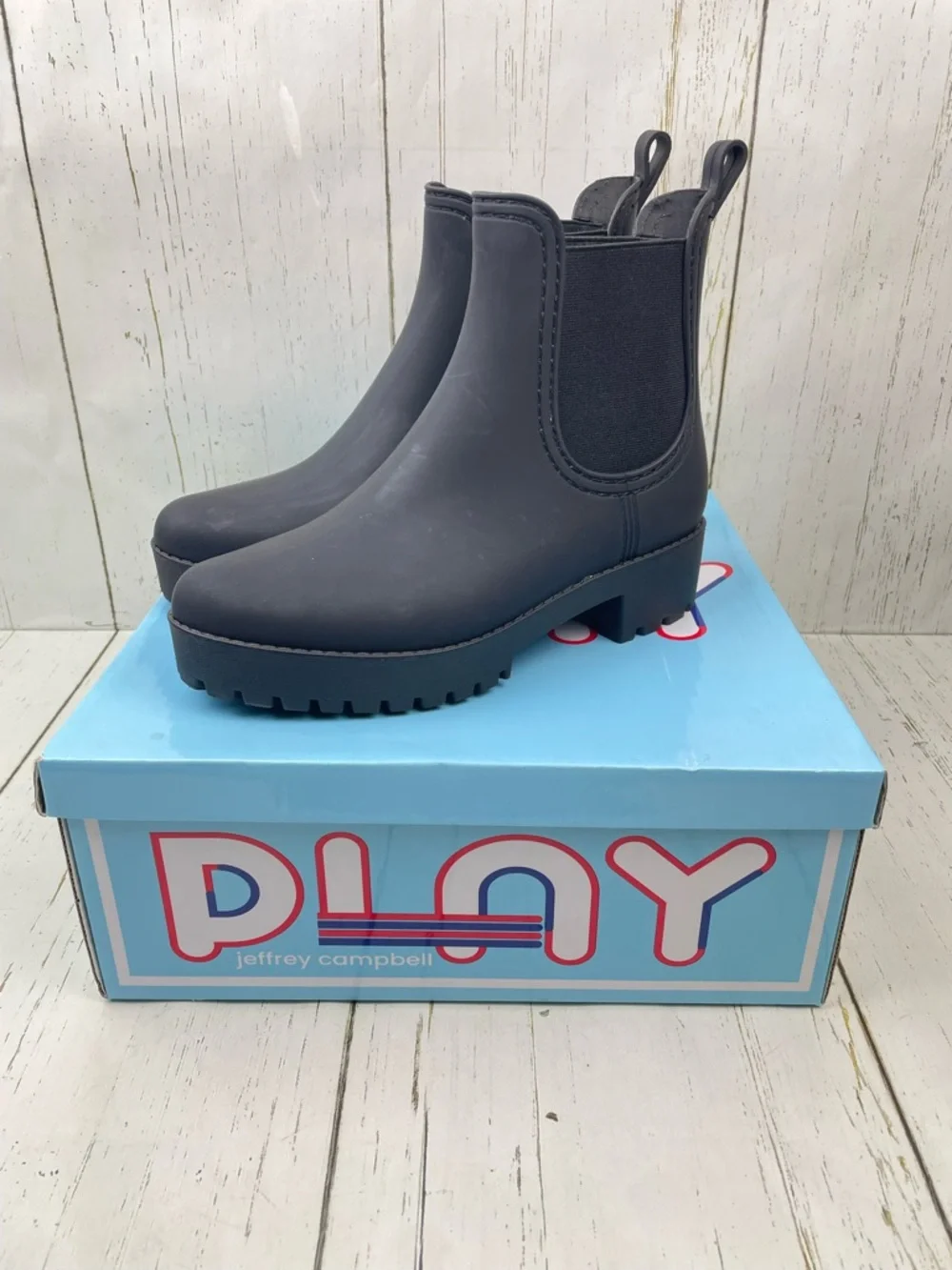 Jeffrey Campbell Cloudy‎ Waterproof Rain Boots *Black Matte